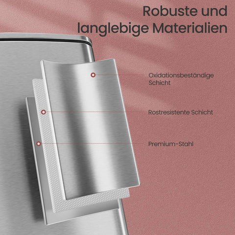 Rootz Pedal Waste Bucket - Kitchen Trash Can - 30L Bin - Durable Steel - 34x28.5x54.4cm - Hygienic Metallic Silver Finish