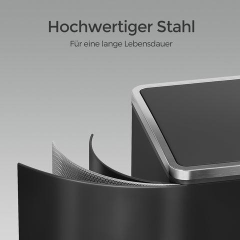 Rootz Dual Compartment Dash Can - Recycling Bin - Waste Separator - 60L Capacity - Steel Material - 59cm x 36.5cm x 65.2cm