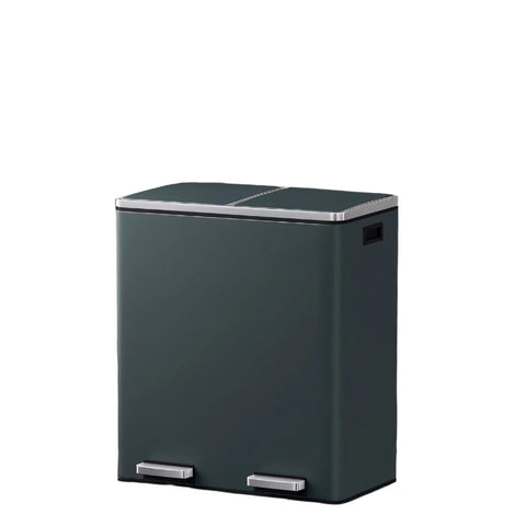 Rootz 2 Compartment Pedal Trash Can - Recycling Bin - Waste Container - Hygienic & Child-Proof Design - 58.6cm x 32cm x 65cm