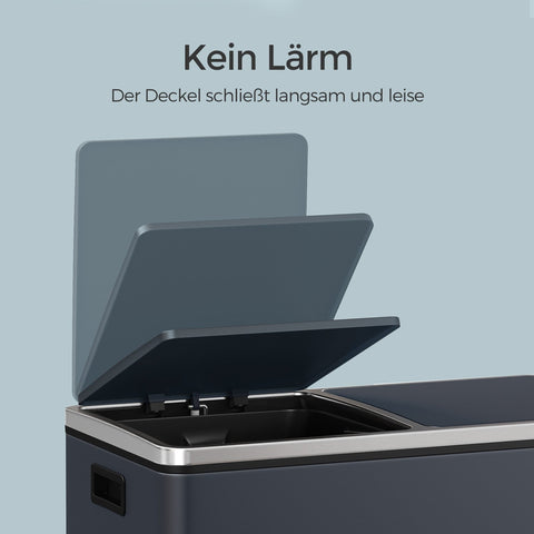 Rootz 2 Compartment Pedal Trash Can - Recycling Bin - Waste Container - Hygienic & Child-Proof Design - 58.6cm x 32cm x 65cm