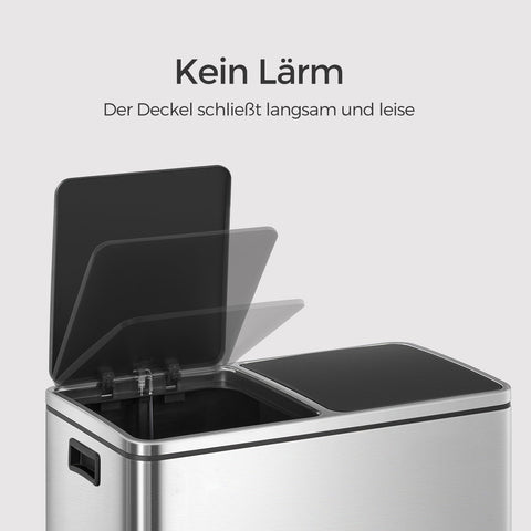 Rootz 2 Compartment Trash Can - Dual Compartment Waste Bin - Garbage Can - Sort Waste Easily - 58.6cm x 32cm x 65cm