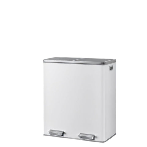 Rootz 2 Compartment Pedal Trash Can - Recycling Bin - Waste Sorter - Hygienic Waste Disposal - 58.6cm x 32cm x 65cm
