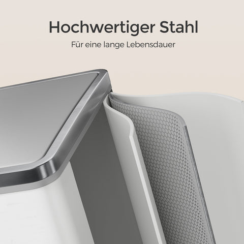 Rootz 2 Compartment Pedal Trash Can - Recycling Bin - Waste Sorter - Hygienic Waste Disposal - 58.6cm x 32cm x 65cm