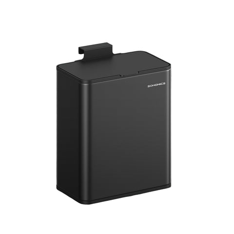Rootz Black Waste Bin - Trash Can - Rubbish Container - Durable Steel - 25.8cm x 15.2cm x 32cm - 8L Capacity