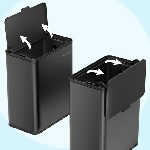 Rootz Black Waste Bin - Trash Can - Rubbish Container - Durable Steel - 25.8cm x 15.2cm x 32cm - 8L Capacity