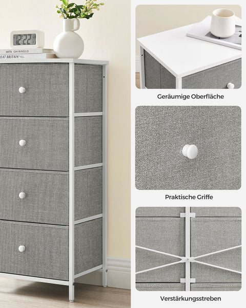 Rootz Storage Cabinet - Organizer - Chipboard Steel - Non-Woven Fabric - Lightweight - Spacious - Sturdy - 30cm x 45cm x 91.7cm