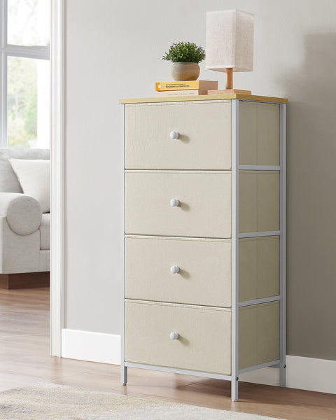 Rootz Storage Cabinet - Wardrobe Organizer - Chest of Drawers - Chipboard Steel - 30cm x 45cm x 91.7cm - Camel Yellow-Cream White