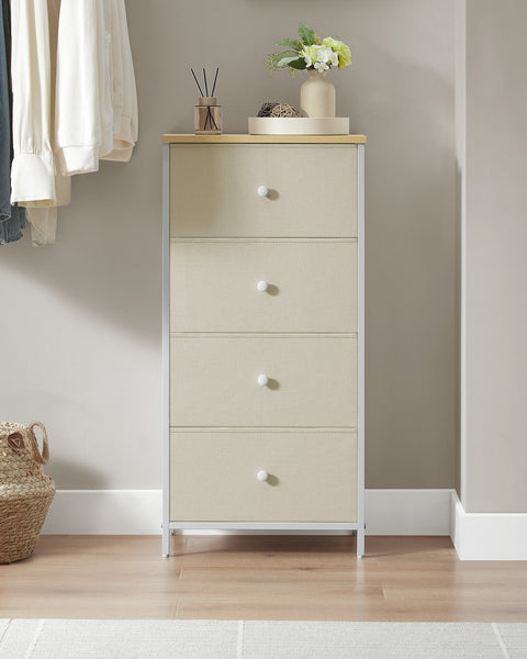 Rootz Storage Cabinet - Wardrobe Organizer - Chest of Drawers - Chipboard Steel - 30cm x 45cm x 91.7cm - Camel Yellow-Cream White