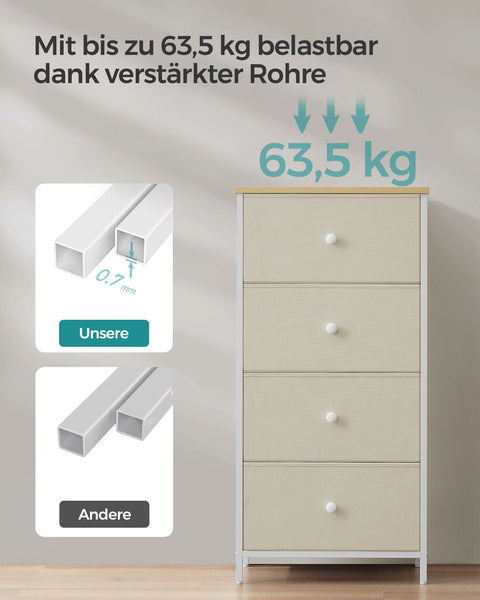 Rootz Storage Cabinet - Wardrobe Organizer - Chest of Drawers - Chipboard Steel - 30cm x 45cm x 91.7cm - Camel Yellow-Cream White