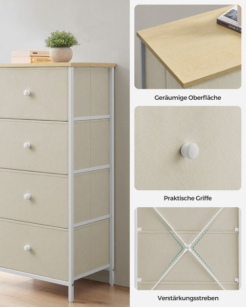 Rootz Storage Cabinet - Wardrobe Organizer - Chest of Drawers - Chipboard Steel - 30cm x 45cm x 91.7cm - Camel Yellow-Cream White