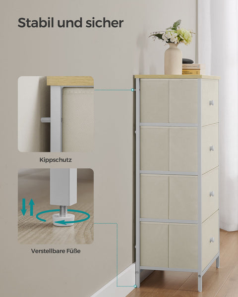 Rootz Storage Cabinet - Wardrobe Organizer - Chest of Drawers - Chipboard Steel - 30cm x 45cm x 91.7cm - Camel Yellow-Cream White