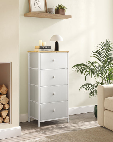 Rootz White Oak Storage Cabinet - Chipboard Steel Non-Woven Fabric - Large Capacity - Lightweight - Easy Assembly - 30cm x 45cm x 91.7cm