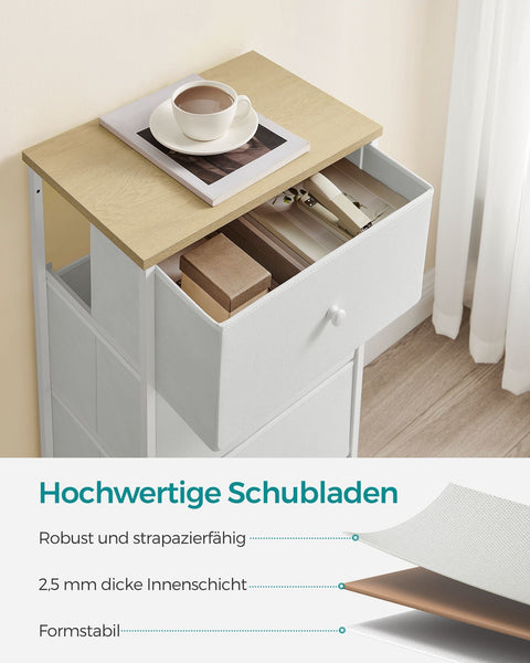 Rootz White Oak Storage Cabinet - Chipboard Steel Non-Woven Fabric - Large Capacity - Lightweight - Easy Assembly - 30cm x 45cm x 91.7cm