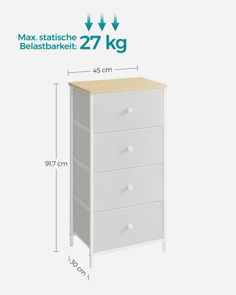 Rootz White Oak Storage Cabinet - Chipboard Steel Non-Woven Fabric - Large Capacity - Lightweight - Easy Assembly - 30cm x 45cm x 91.7cm