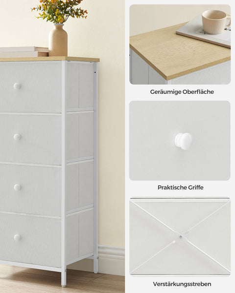 Rootz White Oak Storage Cabinet - Chipboard Steel Non-Woven Fabric - Large Capacity - Lightweight - Easy Assembly - 30cm x 45cm x 91.7cm