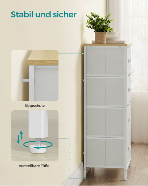 Rootz White Oak Storage Cabinet - Chipboard Steel Non-Woven Fabric - Large Capacity - Lightweight - Easy Assembly - 30cm x 45cm x 91.7cm