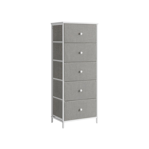 Rootz Storage Cabinet - Drawer Organizer - Chipboard - Dove Gray-Cream White - 29.8cm x 45cm x 112.3cm - Steel Frame - Fabric Drawer Front