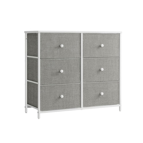 Rootz 3 Drawer Chest - Storage Cabinet - Dresser - Light Gray White - Chipboard Steel Non-Woven Fabric - 30cm x 80cm x 71cm - 10.2kg Max Weight - 3kg Drawer Capacity - 15kg Table Top Capacity - 33kg Total Capacity