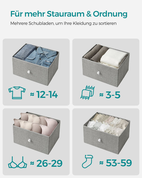 Rootz 3 Drawer Chest - Storage Cabinet - Dresser - Light Gray White - Chipboard Steel Non-Woven Fabric - 30cm x 80cm x 71cm - 10.2kg Max Weight - 3kg Drawer Capacity - 15kg Table Top Capacity - 33kg Total Capacity