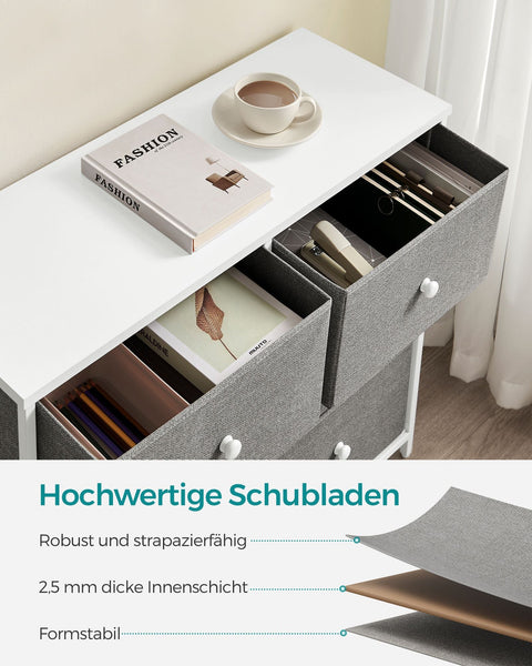 Rootz 3 Drawer Chest - Storage Cabinet - Dresser - Light Gray White - Chipboard Steel Non-Woven Fabric - 30cm x 80cm x 71cm - 10.2kg Max Weight - 3kg Drawer Capacity - 15kg Table Top Capacity - 33kg Total Capacity