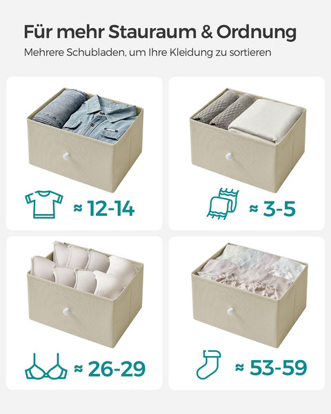 Rootz Opbergkast - Lade Organizer - Spaanplaat Staalstof - Camel Geel Crème Wit - 30cm x 80cm x 71cm - Lichtgewicht - Ruim - Eenvoudige montage