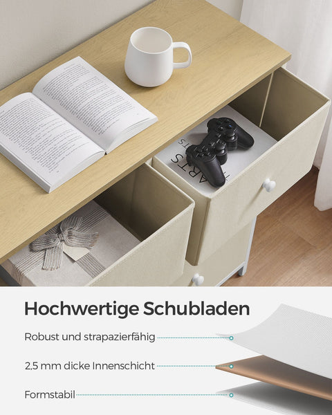 Rootz Opbergkast - Lade Organizer - Spaanplaat Staalstof - Camel Geel Crème Wit - 30cm x 80cm x 71cm - Lichtgewicht - Ruim - Eenvoudige montage