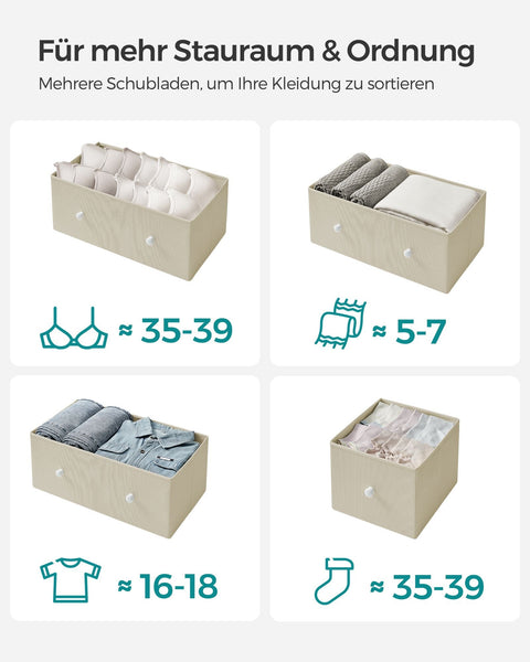 Rootz Storage Cabinet - Chipboard Steel Fabric Drawer Front - Camel Yellow Cream White - Large 30 x 56 x 93 cm - Lightweight - Spacious - Easy Assembly