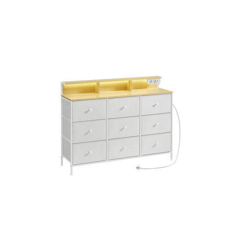 Rootz Chest of Drawers - Dresser - Storage Unit - LED Lighting - 33.5 T x 114 W x 84 H cm - Cloud White - Functional Design