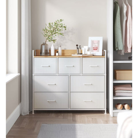 Rootz White Oak Chest of Drawers - Bedroom Organizer - Storage Drawers - Chipboard - 28.5cm x 98cm x 85cm