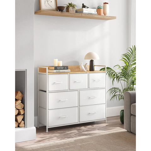 Rootz White Oak Chest of Drawers - Bedroom Organizer - Storage Drawers - Chipboard - 28.5cm x 98cm x 85cm