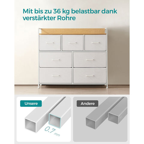 Rootz White Oak Chest of Drawers - Bedroom Organizer - Storage Drawers - Chipboard - 28.5cm x 98cm x 85cm