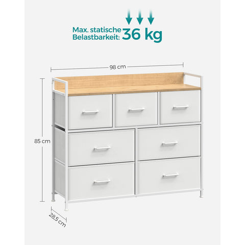 Rootz White Oak Chest of Drawers - Bedroom Organizer - Storage Drawers - Chipboard - 28.5cm x 98cm x 85cm