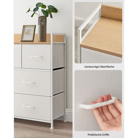 Rootz White Oak Chest of Drawers - Bedroom Organizer - Storage Drawers - Chipboard - 28.5cm x 98cm x 85cm