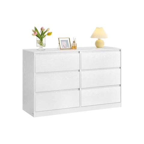 Rootz Kailyn Six Drawer Chest - Dresser - Storage Unit - Maximizes Bedroom Space - White - 40 x 119.4 x 75 cm