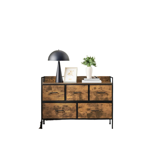 Rootz Chest of Drawers - Storage Unit - Dresser Organizer - 5 Fabric Drawers - 29cm x 98.2cm x 70cm