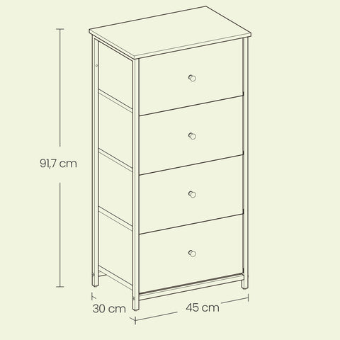 Rootz Storage Cabinet - Organizer - Drawer Unit - Durable Design - 30cm x 45cm x 91.7cm