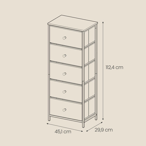 Rootz Storage Cabinet - Organizer - Wooden Chipboard - Max Support 68kg - Dimensions 29.9 x 45.1 x 112.4cm - Grey-White