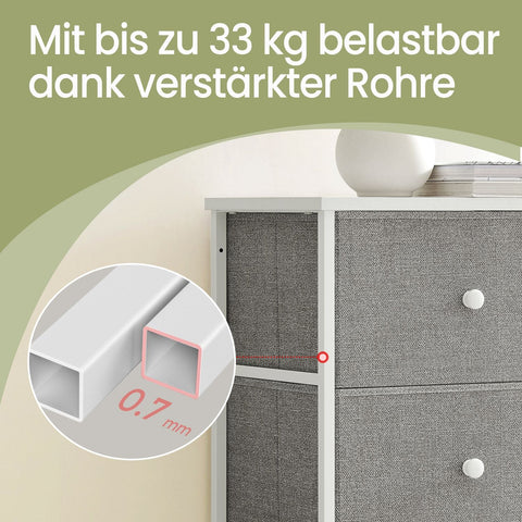 Rootz Chest of Drawers Closet - Fabric Dresser - Storage Cabinet - Lightweight - 30 x 80 x 71 cm