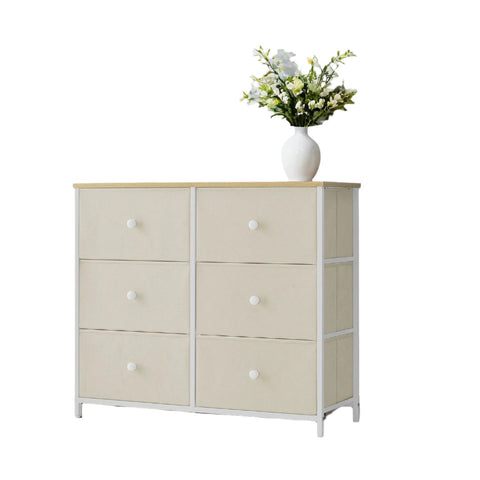 Rootz Chest of Drawers - Closet - Storage Cabinet - 6 Fabric Drawers - Space-Saving Design - 30x56x93cm