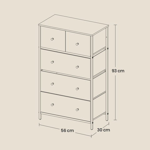 Rootz Brown Storage Cabinet - Organizer & Storage Unit - Wooden Chipboard & Steel - Safe & Tidy - 30cm x 56cm x 93cm