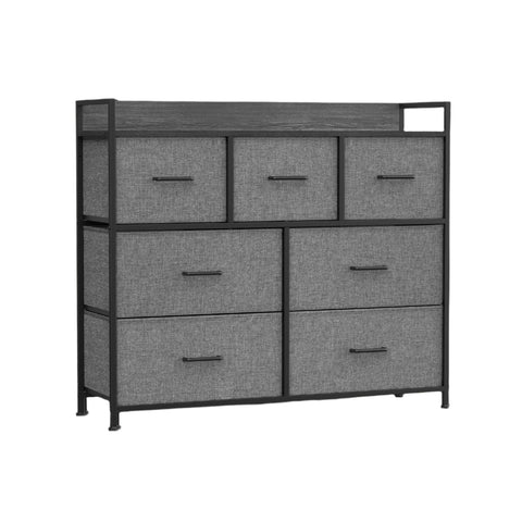 Rootz Chest of Drawers - Closet - 7 Drawer Dresser - Extra Storage - 28.5 x 98 x 85 cm - Slate Gray Anthracite Gray - Fabric Fronts