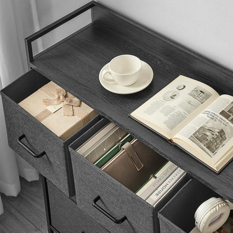 Rootz Chest of Drawers - Closet - 7 Drawer Dresser - Extra Storage - 28.5 x 98 x 85 cm - Slate Gray Anthracite Gray - Fabric Fronts