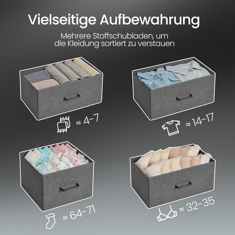 Rootz Chest of Drawers - Closet - 7 Drawer Dresser - Extra Storage - 28.5 x 98 x 85 cm - Slate Gray Anthracite Gray - Fabric Fronts