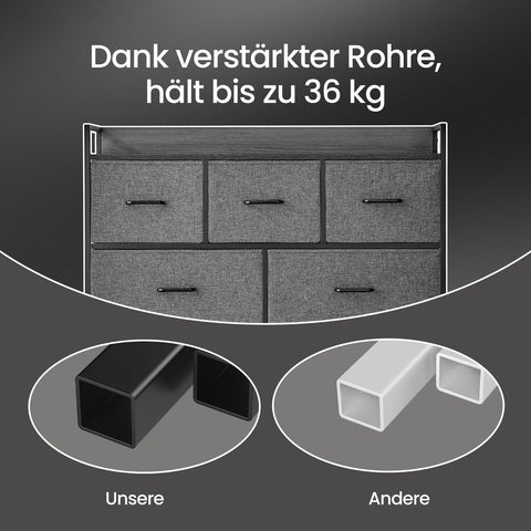 Rootz Chest of Drawers - Closet - 7 Drawer Dresser - Extra Storage - 28.5 x 98 x 85 cm - Slate Gray Anthracite Gray - Fabric Fronts