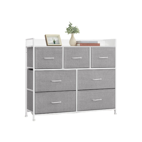 Rootz 7 Drawer Chest of Drawers - Closet - Storage Cabinet - Fabric Fronts - 28.5 x 98 x 85 cm - Maximized Storage Solution