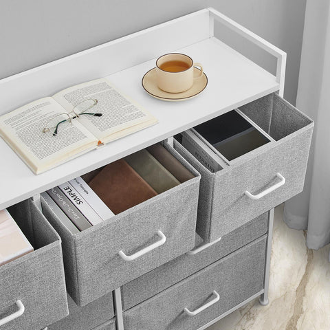 Rootz 7 Drawer Chest of Drawers - Closet - Storage Cabinet - Fabric Fronts - 28.5 x 98 x 85 cm - Maximized Storage Solution