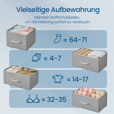 Rootz 7 Drawer Chest of Drawers - Closet - Storage Cabinet - Fabric Fronts - 28.5 x 98 x 85 cm - Maximized Storage Solution