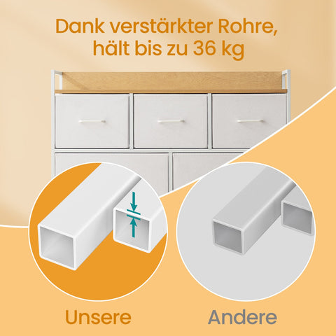 Rootz Chest of Drawers - Closet - Storage Cabinet - Sturdy Build - 28.5cm x 98cm x 85cm - 7 Drawers Handles - Cloud White Oak Beige