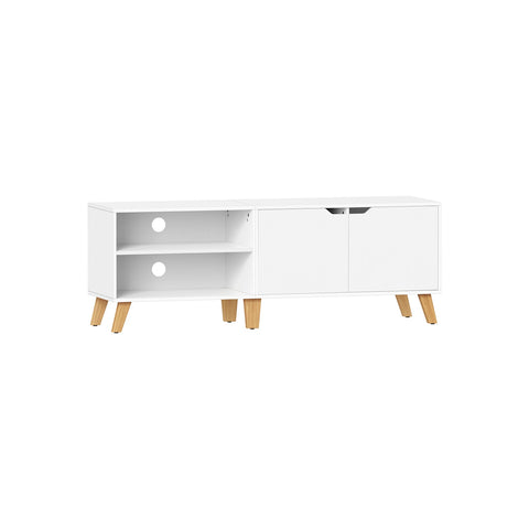 Rootz White Chipboard TV Cabinet - Entertainment Center - Media Console - Spacious Storage - Sturdy Construction - Modern Design - 40cm x 140cm x 50cm