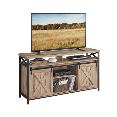 Rootz TV Cabinet - Stand - Media Console - Sturdy Steel - 40 x 147 x 76 cm - Up to 65" TVs - Brown Black